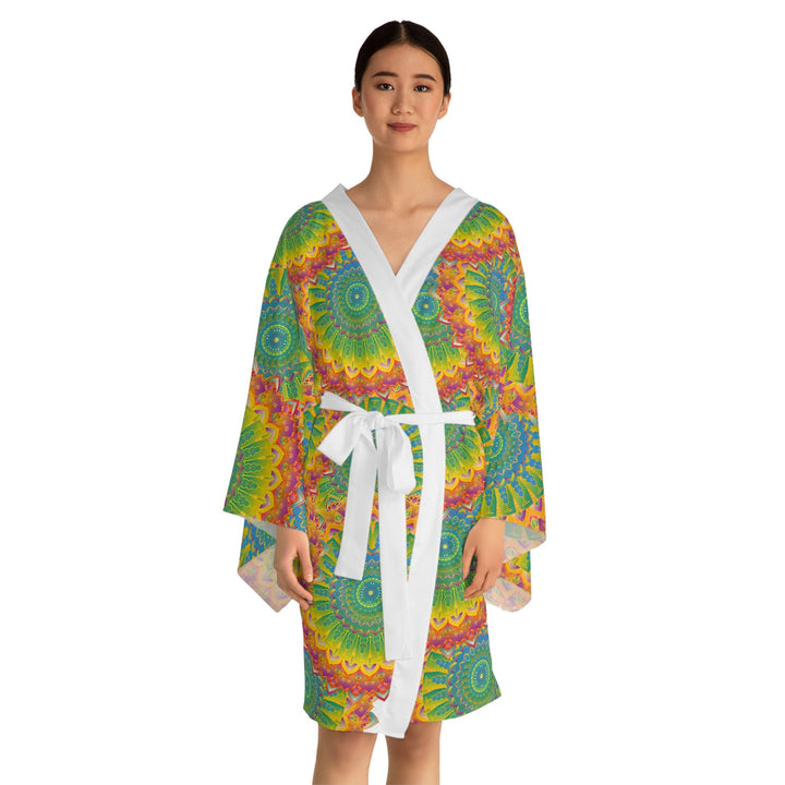 Mandala Kimono Robe - Vibrant Art Silk All Over Prints - Blululi