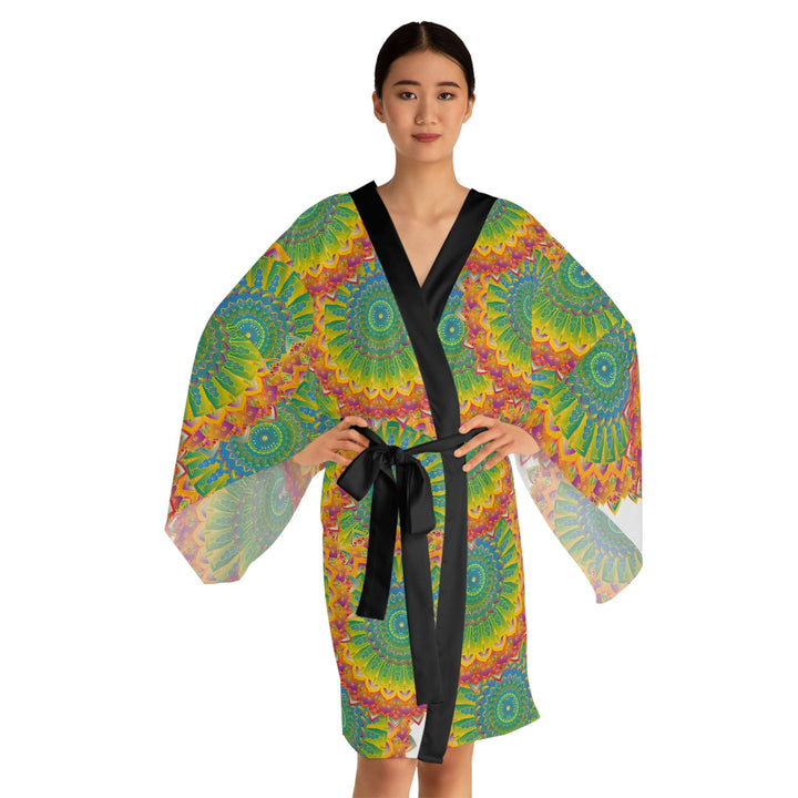 Mandala Kimono Robe - Vibrant Art Silk All Over Prints - Blululi