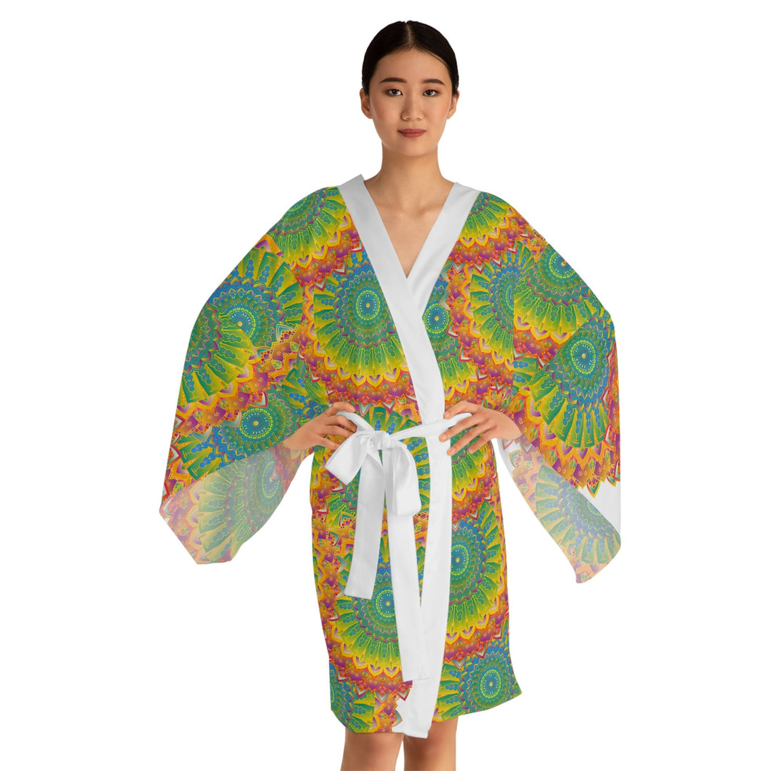 Mandala Kimono Robe - Vibrant Art Silk All Over Prints - Blululi