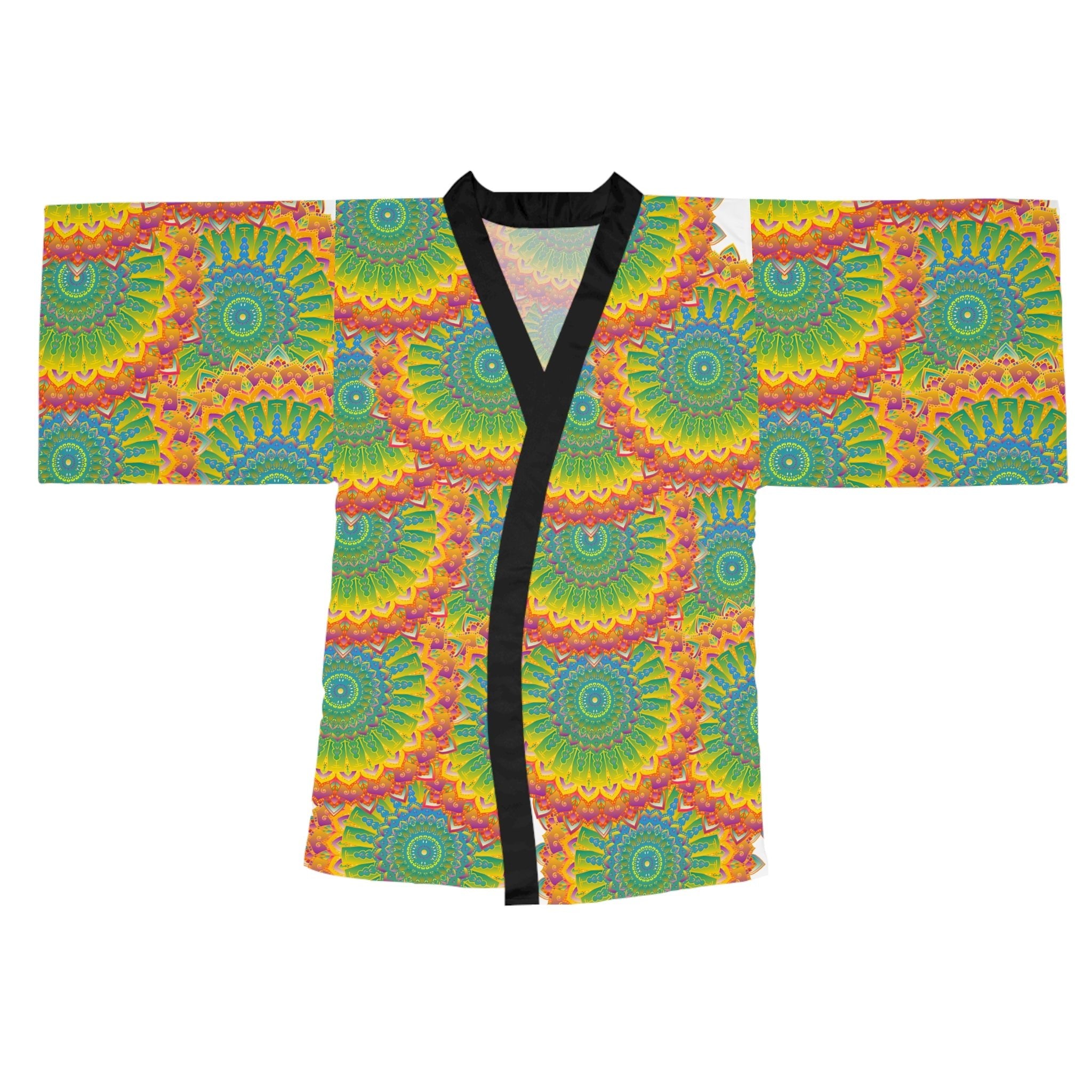 Mandala Kimono Robe - Vibrant Art Silk All Over Prints - Blululi