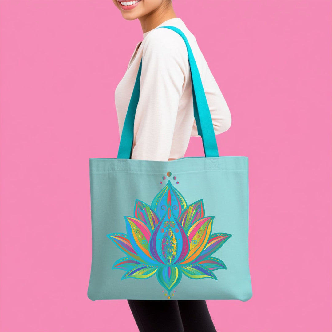 Mandala Lotus Tote Bag Azure Bags - Blululi