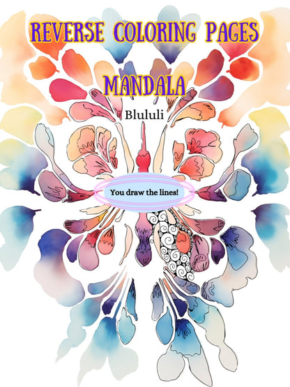 Mandala Magic: Symmetrical Reverse Coloring Pages - A4 and US Letter digital download - Blululi