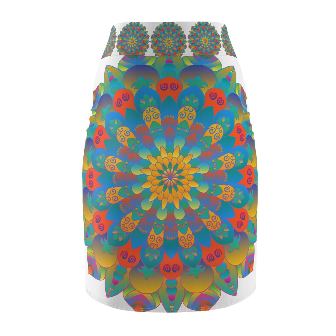 Mandala Pencil Skirt - Light Purple & Azure All Over Prints - Blululi