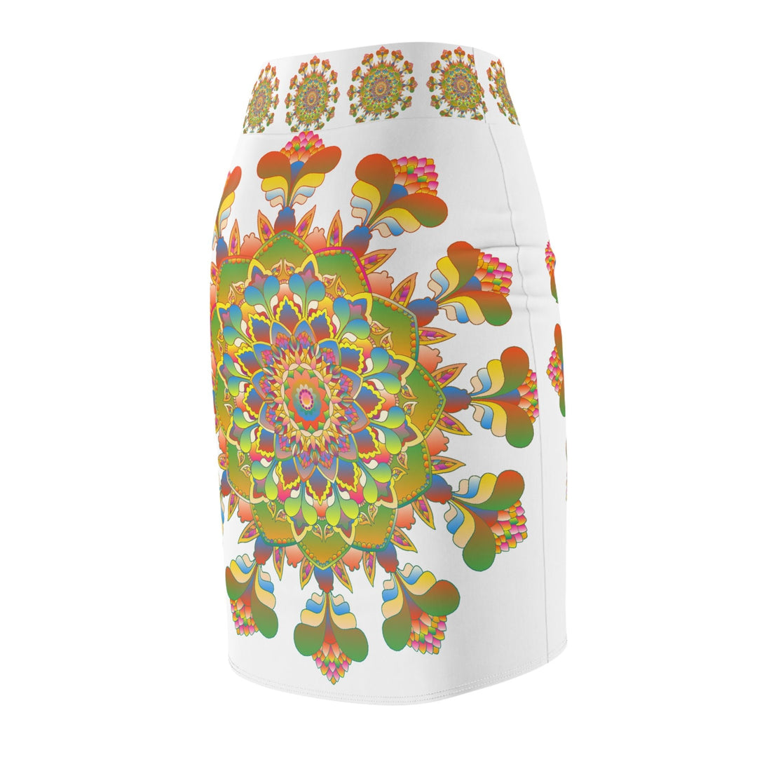 Mandala Pencil Skirt - Light Purple & Azure All Over Prints - Blululi