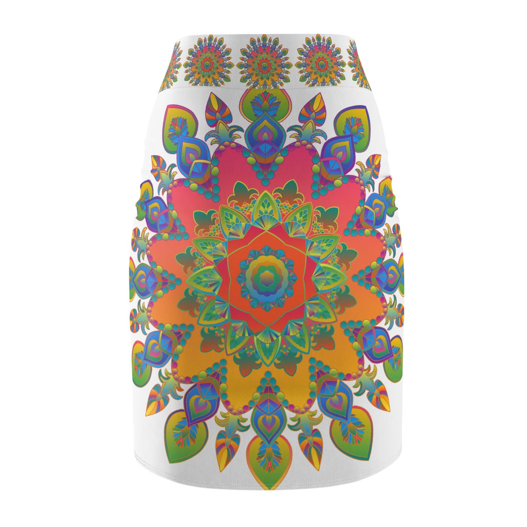 Mandala Pencil Skirt - Light Purple & Azure All Over Prints - Blululi