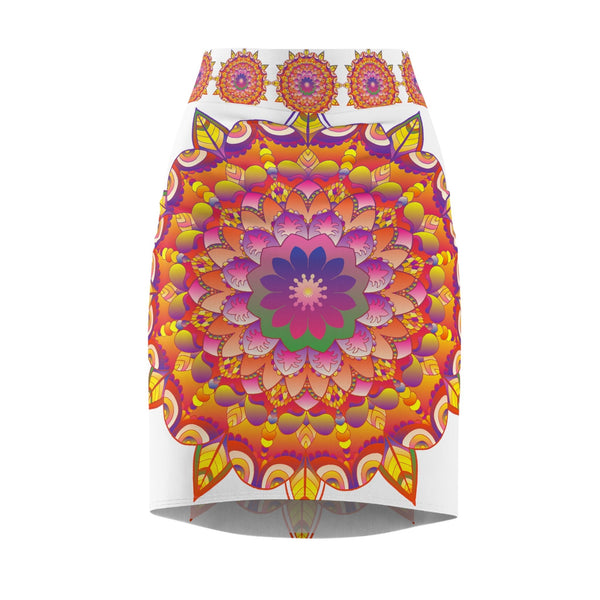Mandala Pencil Skirt - Light Purple & Azure All Over Prints - Blululi