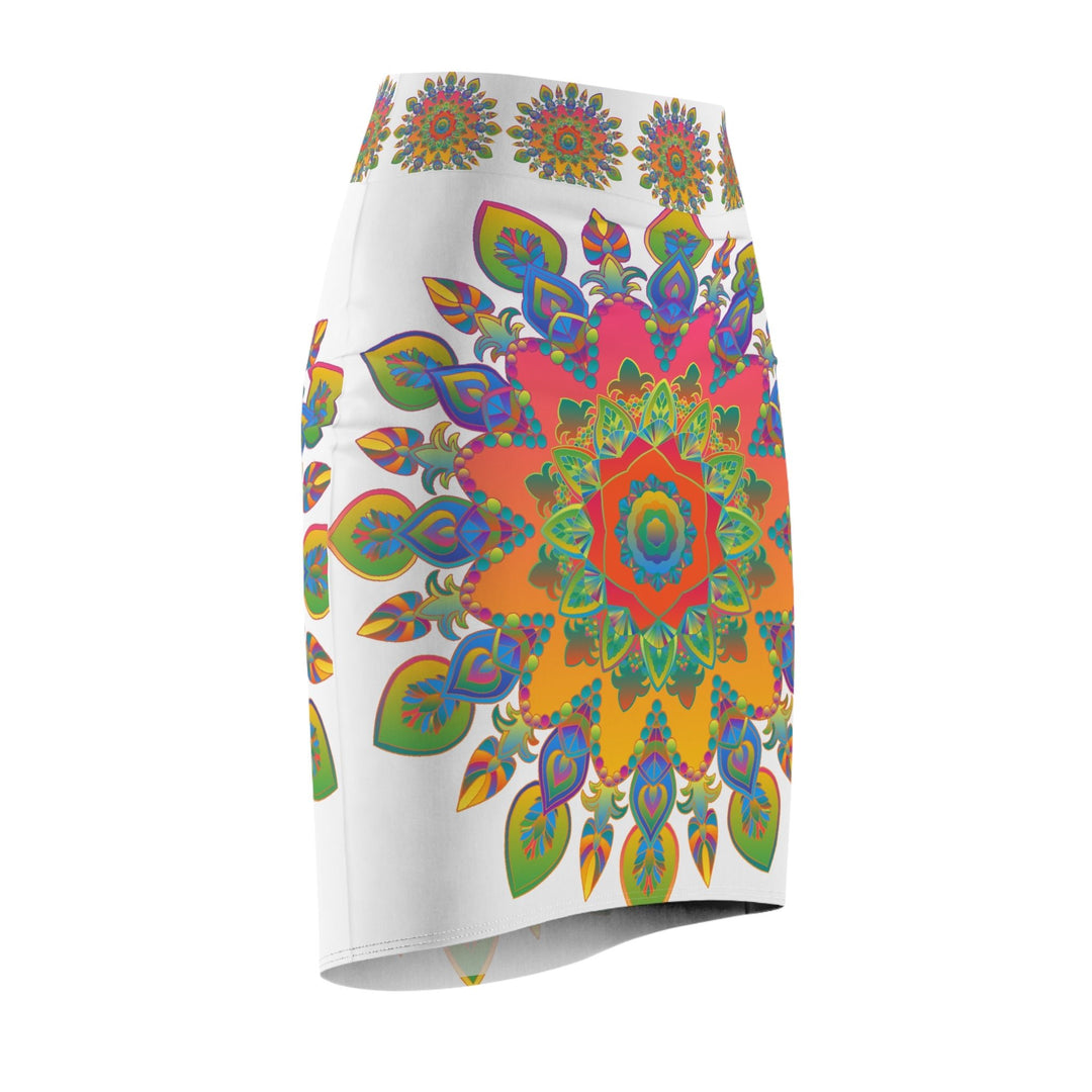 Mandala Pencil Skirt - Light Purple & Azure All Over Prints - Blululi