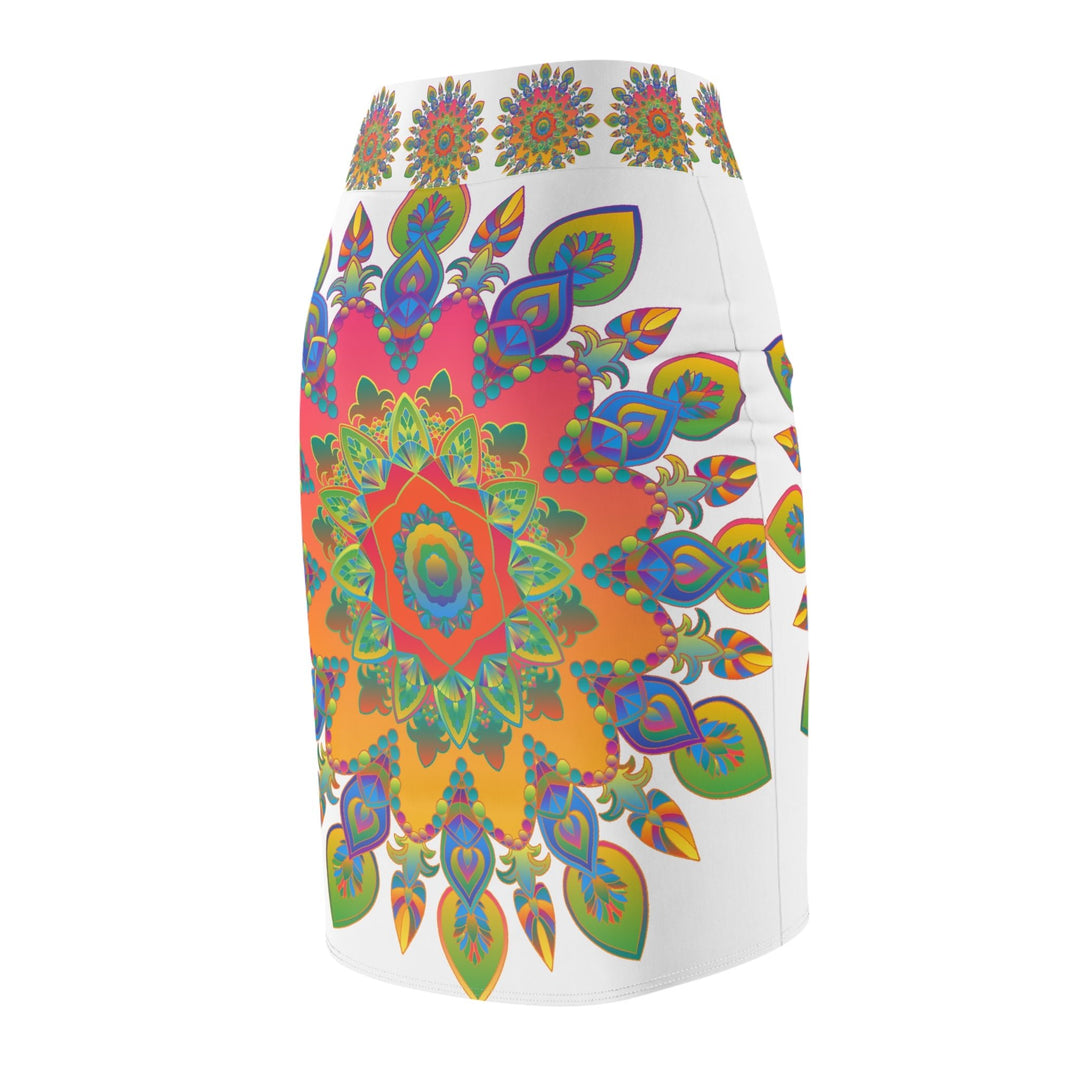 Mandala Pencil Skirt - Light Purple & Azure All Over Prints - Blululi