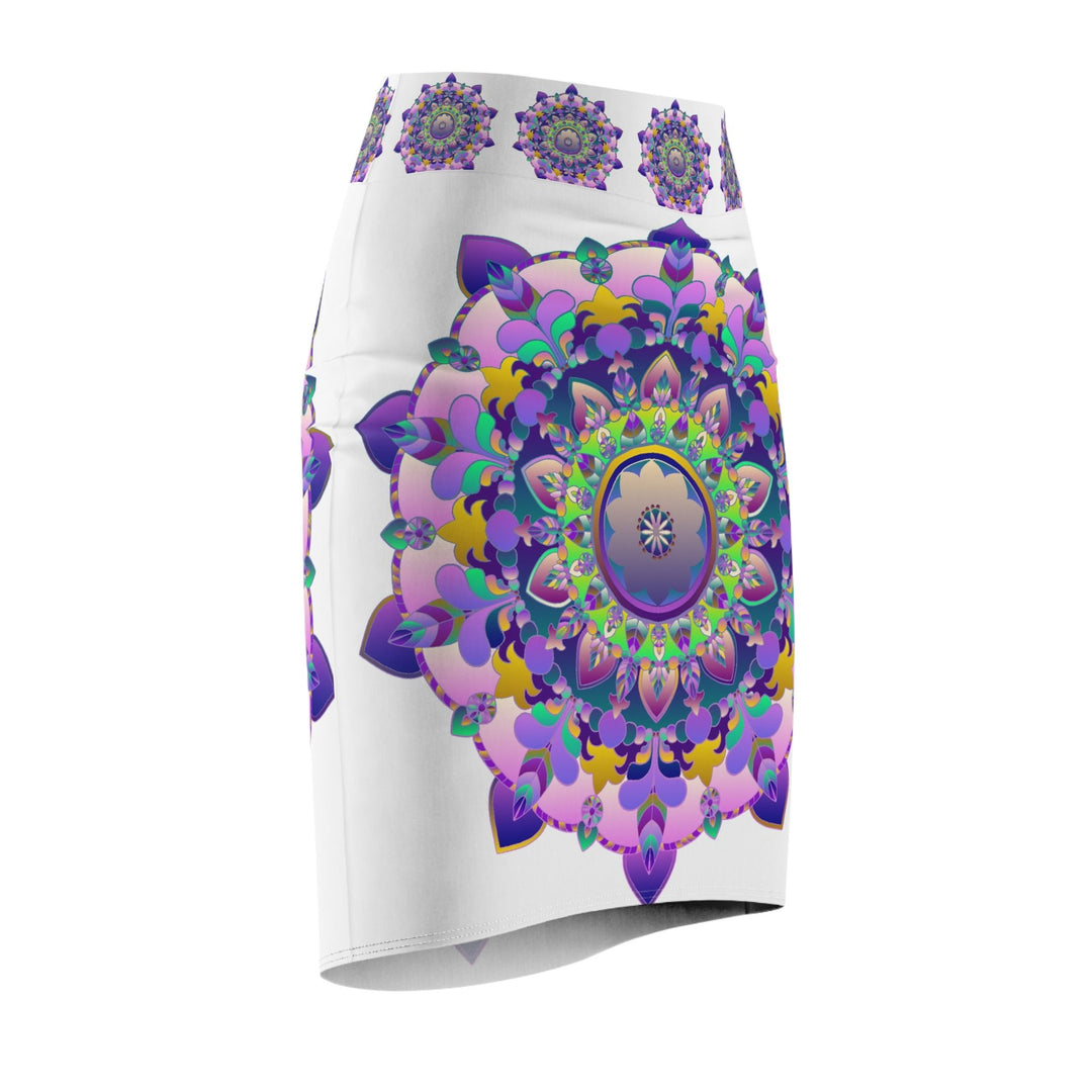 Mandala Pencil Skirt - Light Purple & Azure All Over Prints - Blululi