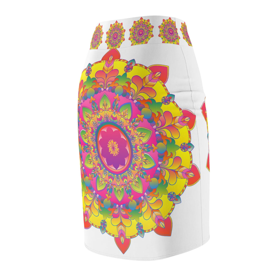 Mandala Pencil Skirt - Light Purple & Azure All Over Prints - Blululi