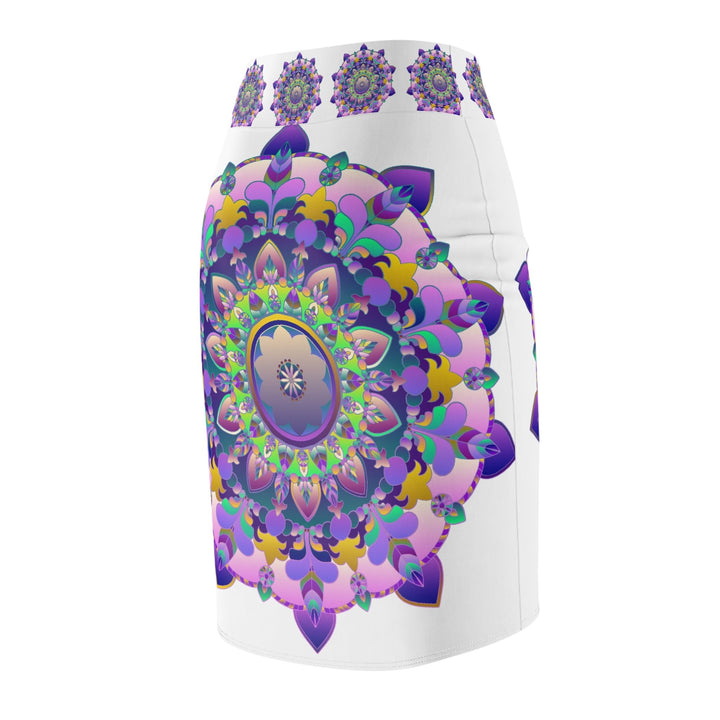 Mandala Pencil Skirt - Light Purple & Azure All Over Prints - Blululi