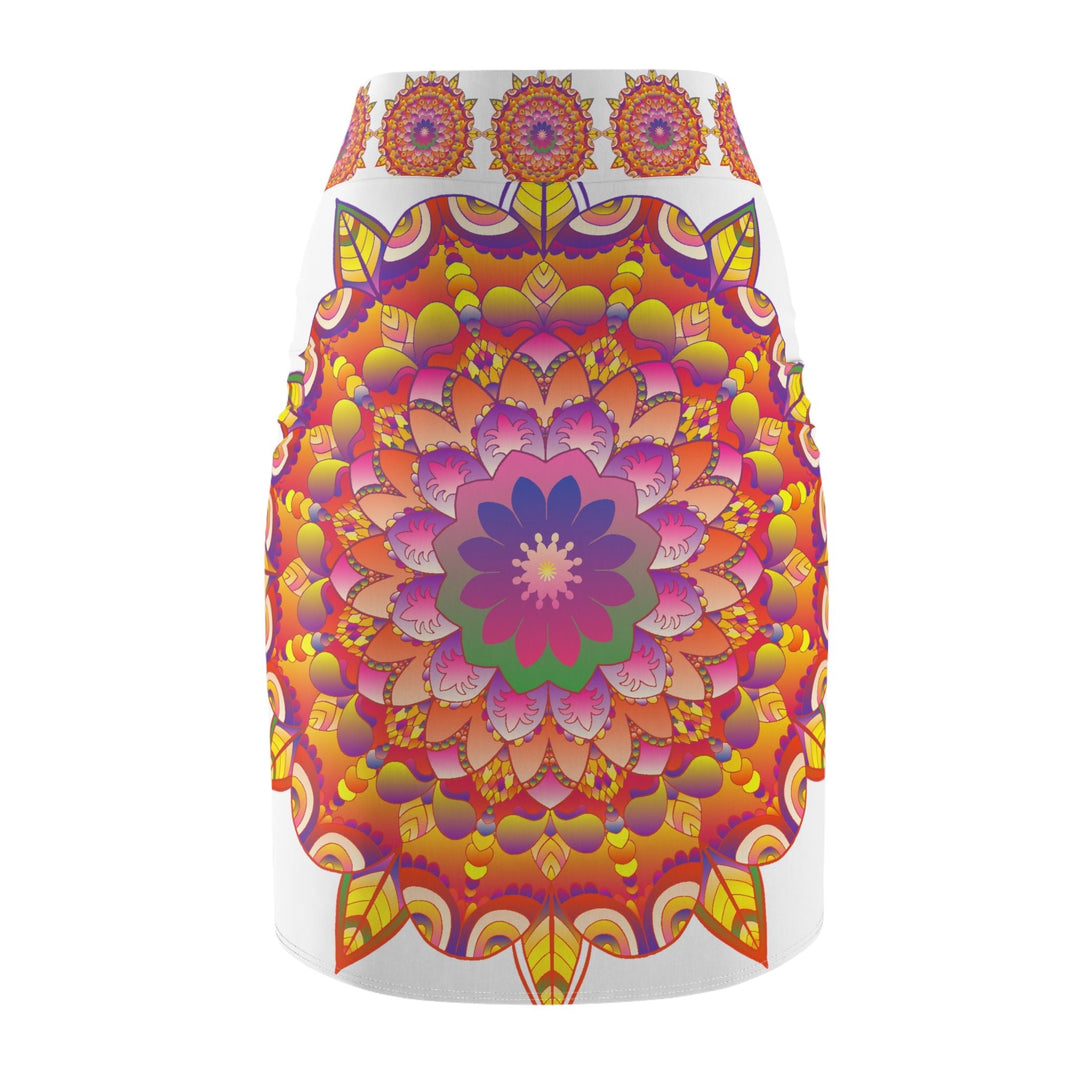 Mandala Pencil Skirt - Light Purple & Azure All Over Prints - Blululi