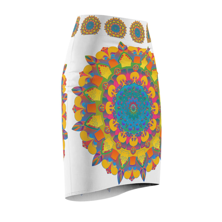 Mandala Pencil Skirt - Light Purple & Azure All Over Prints - Blululi