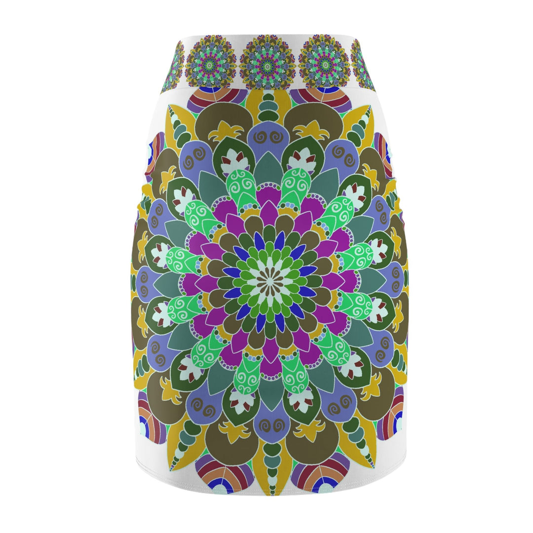 Mandala Pencil Skirt - Light Purple & Azure All Over Prints - Blululi