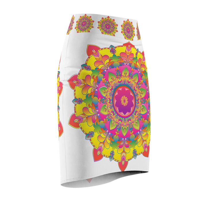 Mandala Pencil Skirt - Light Purple & Azure All Over Prints - Blululi