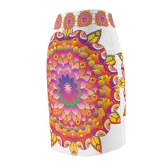 Mandala Pencil Skirt - Light Purple & Azure All Over Prints - Blululi