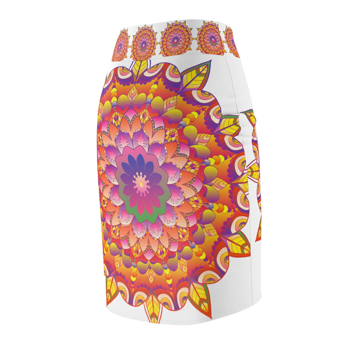 Mandala Pencil Skirt - Light Purple & Azure All Over Prints - Blululi