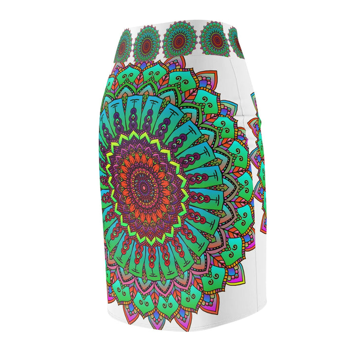 Mandala Pencil Skirt - Light Purple & Azure All Over Prints - Blululi