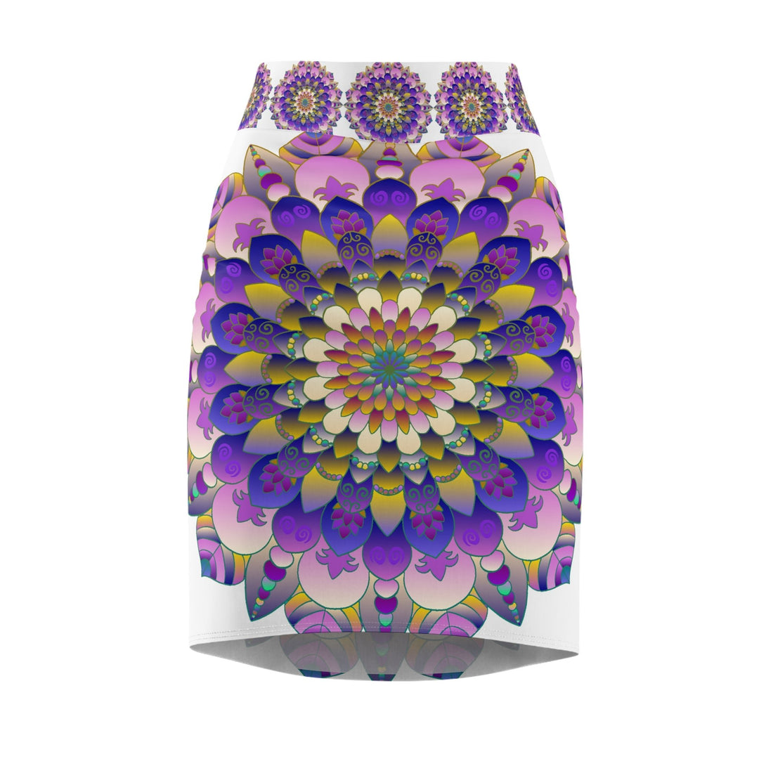 Mandala Pencil Skirt - Light Purple & Azure All Over Prints - Blululi