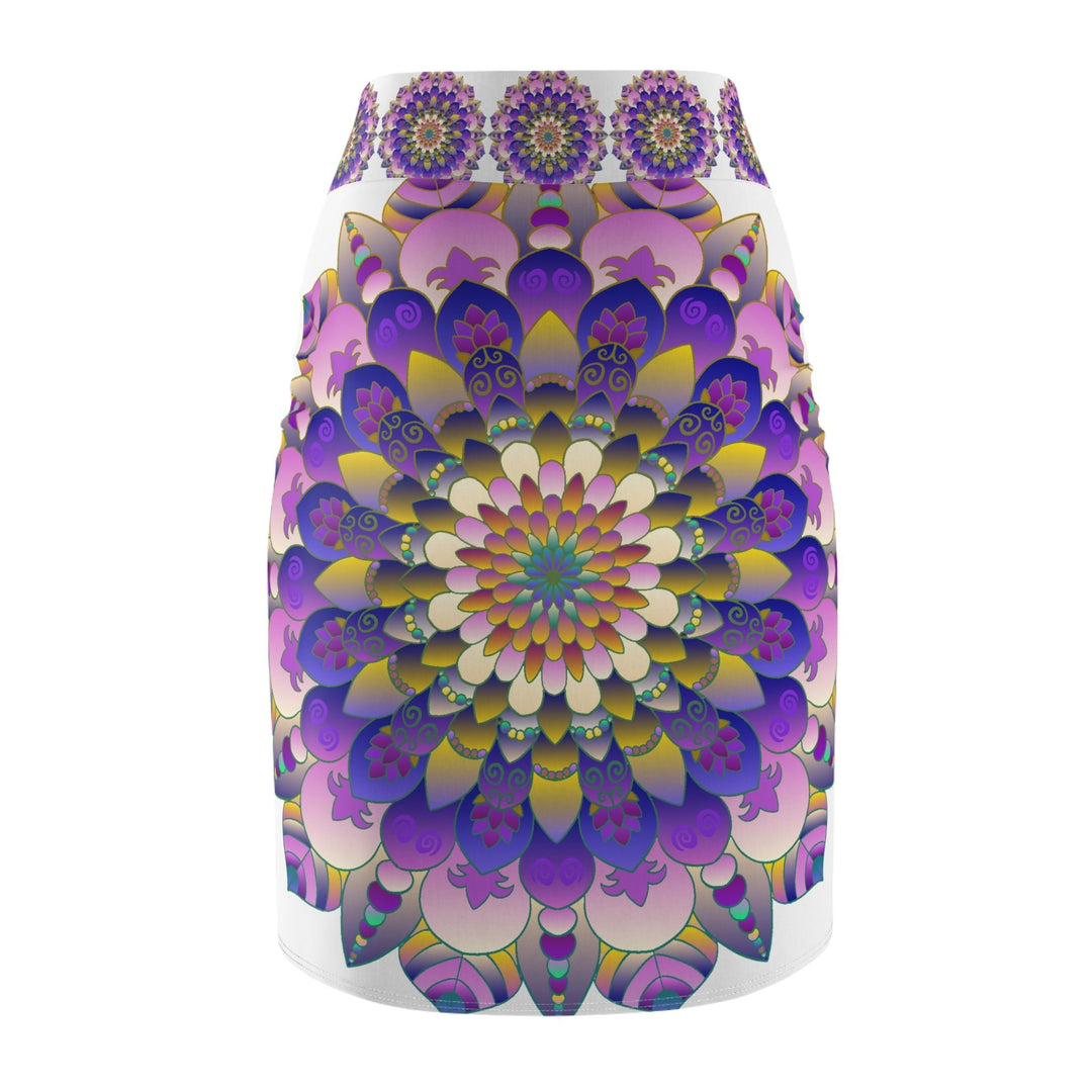 Mandala Pencil Skirt - Light Purple & Azure All Over Prints - Blululi