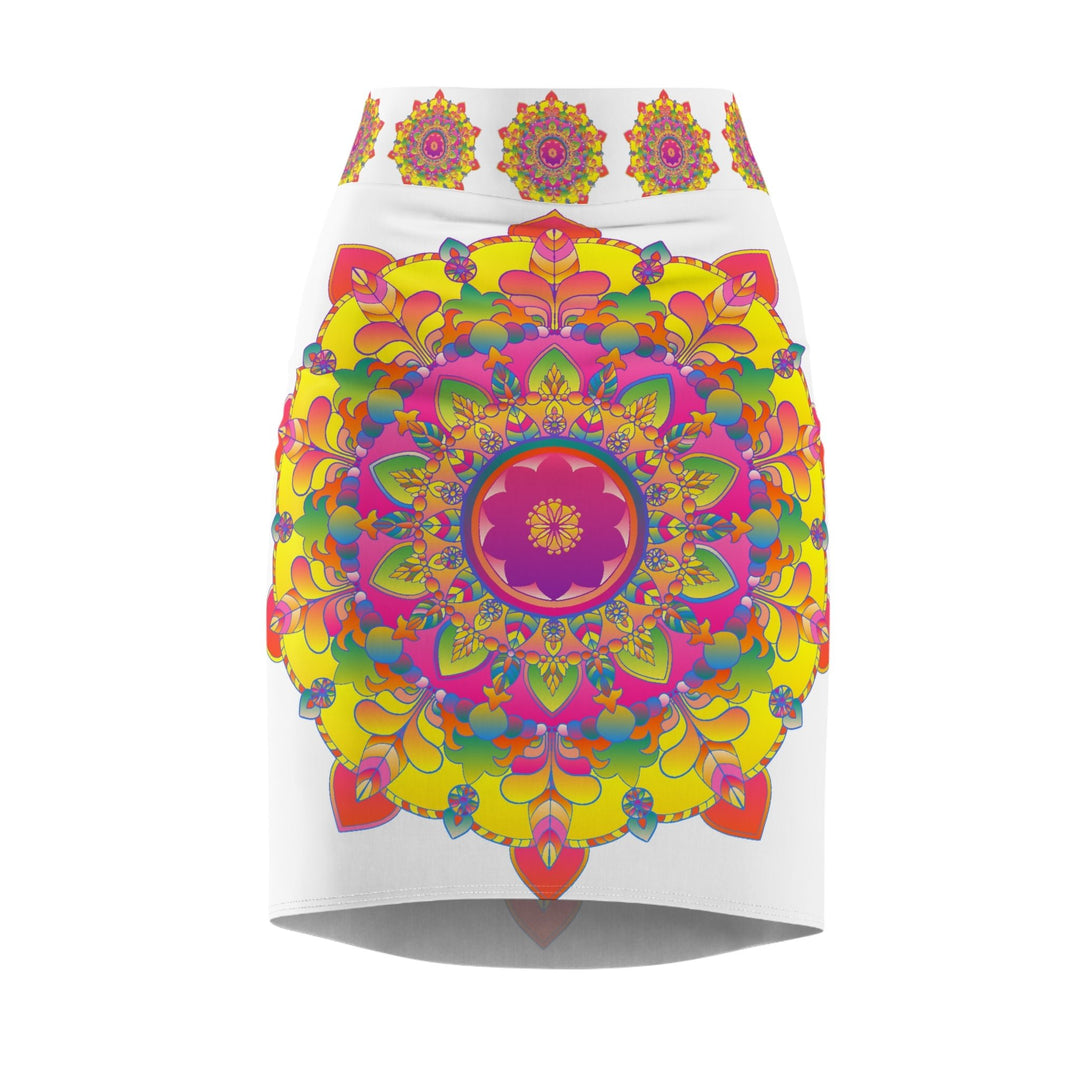 Mandala Pencil Skirt - Light Purple & Azure All Over Prints - Blululi