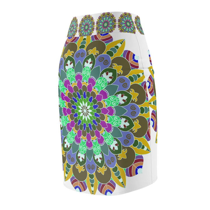 Mandala Pencil Skirt - Light Purple & Azure All Over Prints - Blululi