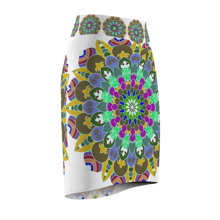 Mandala Pencil Skirt - Light Purple & Azure All Over Prints - Blululi