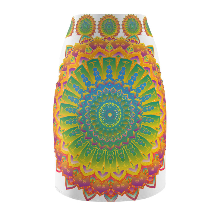 Mandala Pencil Skirt - Light Purple & Azure All Over Prints - Blululi