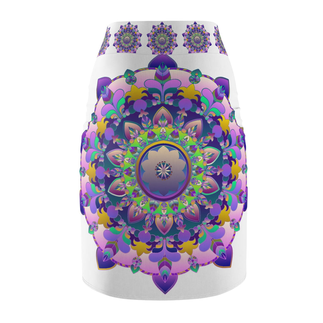 Mandala Pencil Skirt - Light Purple & Azure All Over Prints - Blululi