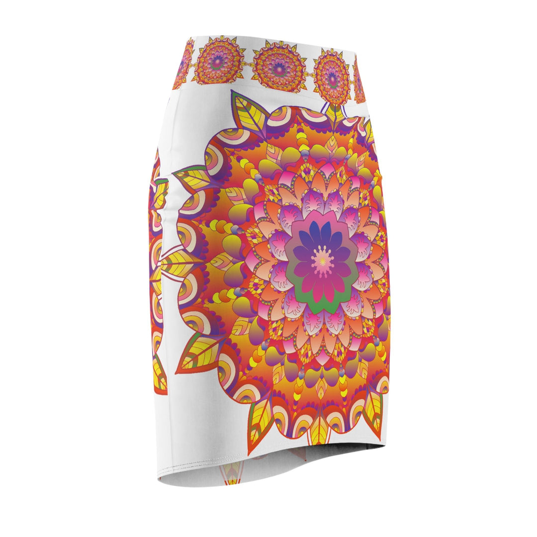 Mandala Pencil Skirt - Light Purple & Azure All Over Prints - Blululi