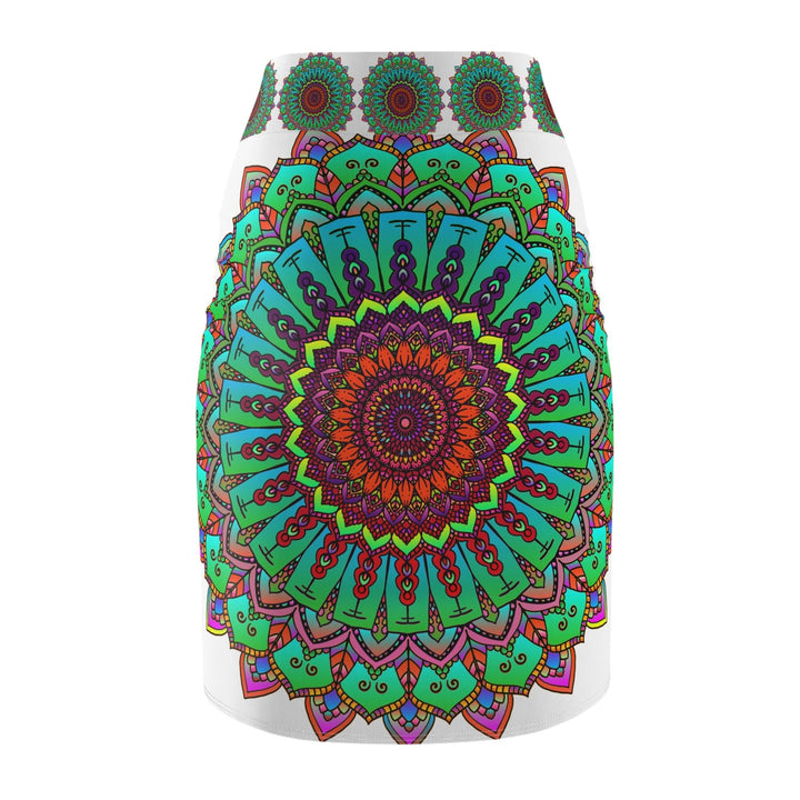 Mandala Pencil Skirt - Light Purple & Azure All Over Prints - Blululi