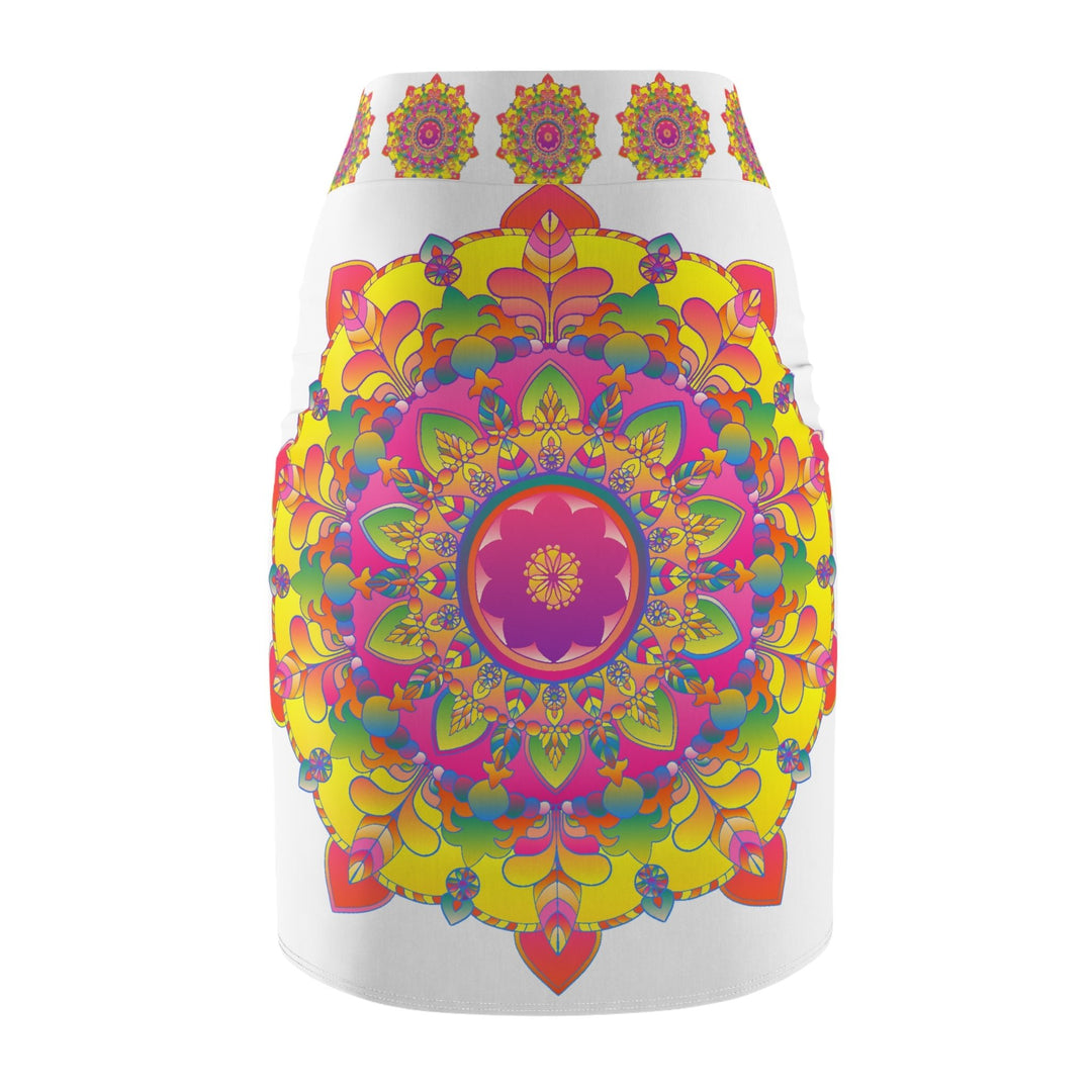 Mandala Pencil Skirt - Light Purple & Azure All Over Prints - Blululi