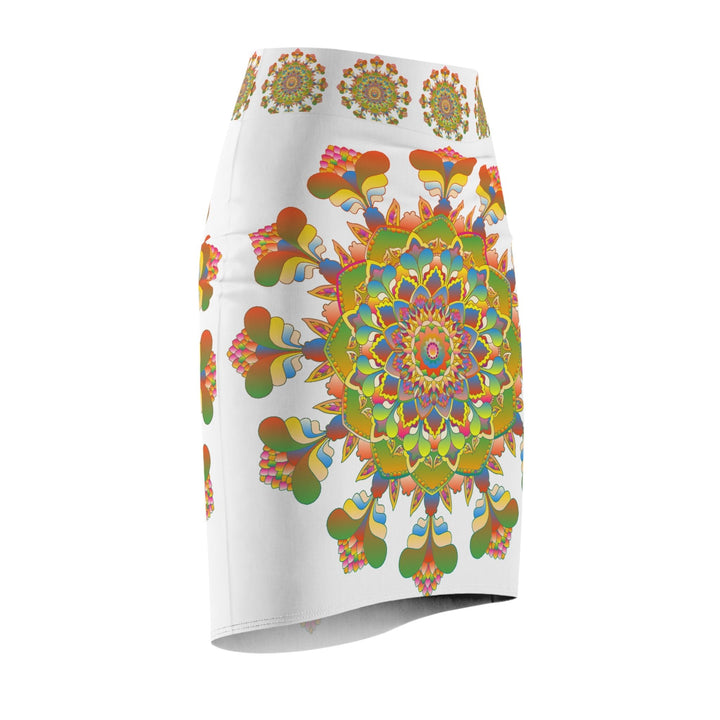 Mandala Pencil Skirt - Light Purple & Azure All Over Prints - Blululi