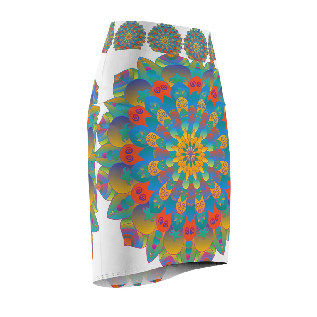 Mandala Pencil Skirt - Light Purple & Azure All Over Prints - Blululi