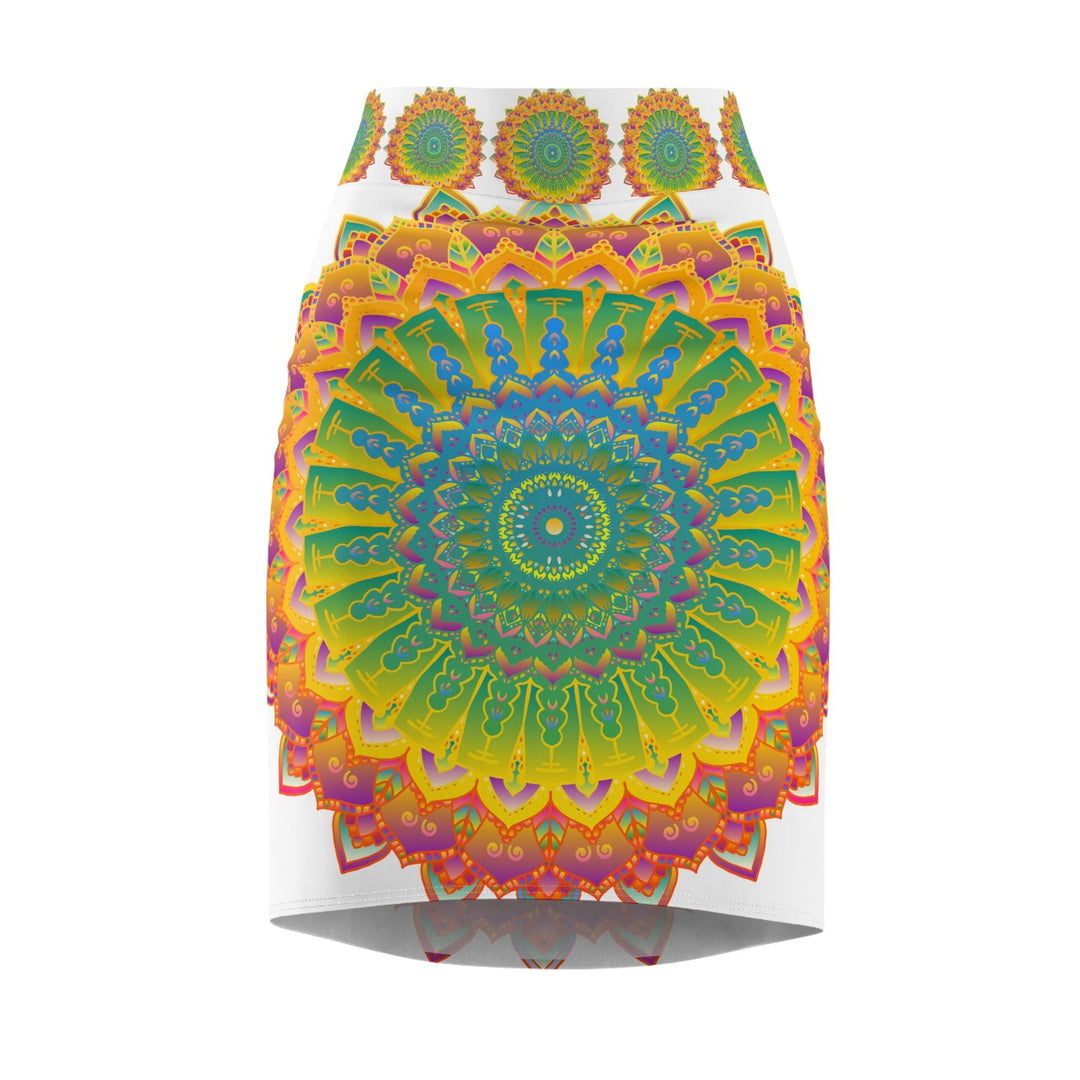 Mandala Pencil Skirt - Light Purple & Azure All Over Prints - Blululi