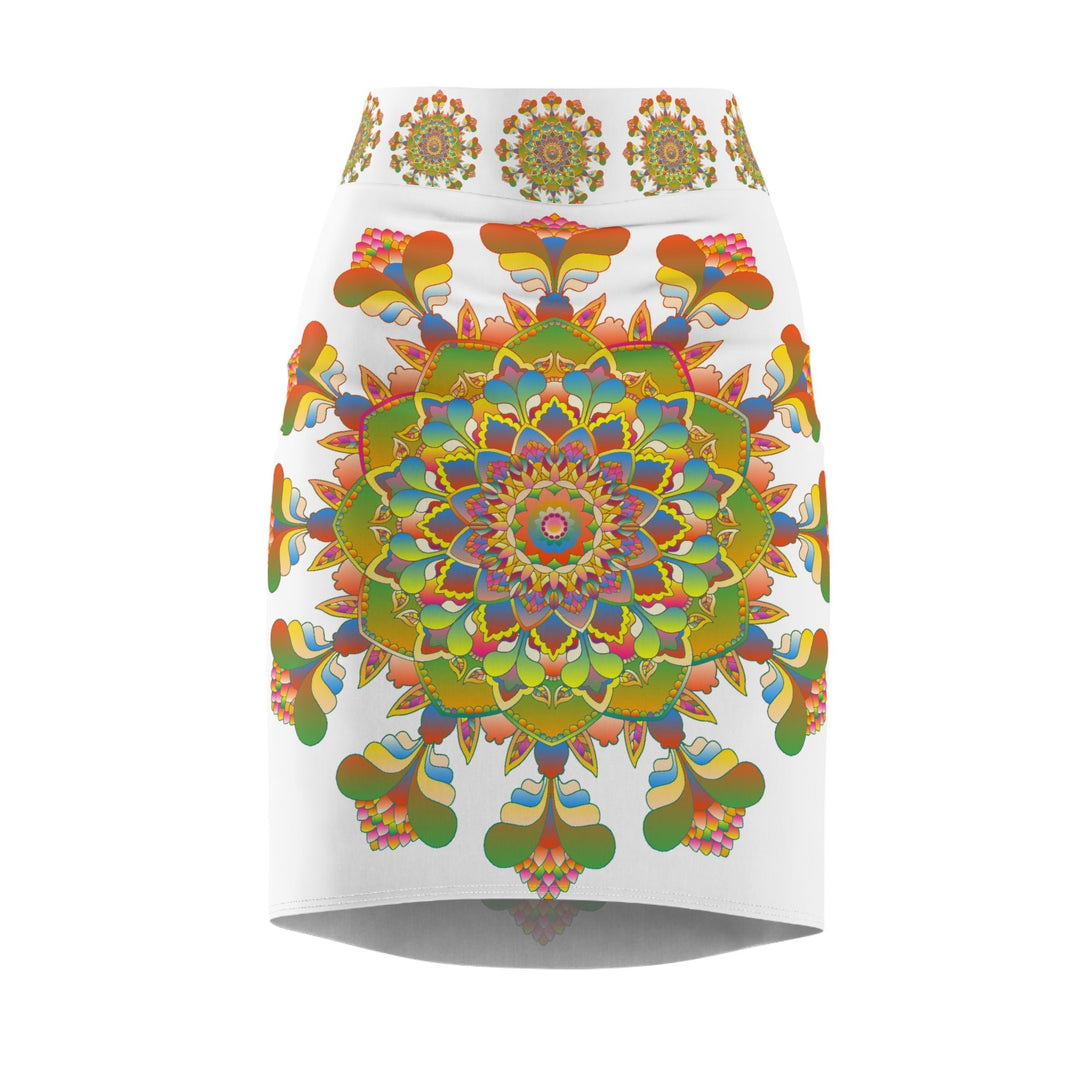 Mandala Pencil Skirt - Light Purple & Azure All Over Prints - Blululi