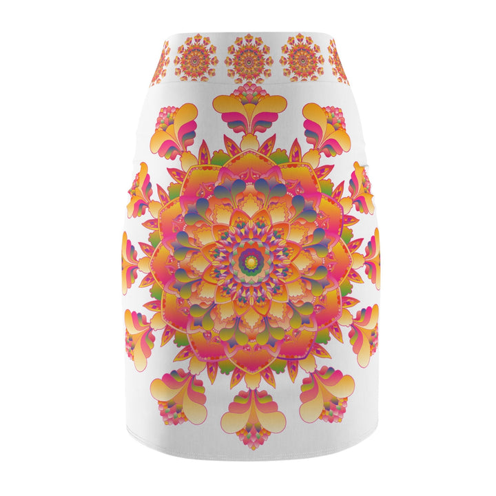 Mandala Pencil Skirt - Light Purple, Azure & Iridescent All Over Prints - Blululi