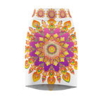 Mandala Pencil Skirt - Light Purple, Azure & Iridescent All Over Prints - Blululi