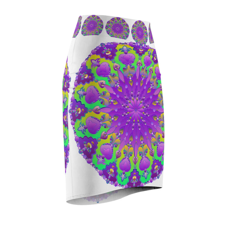 Mandala Pencil Skirt - Purple & Azure All Over Prints - Blululi