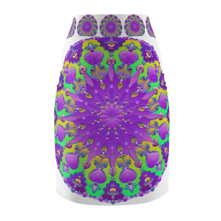 Mandala Pencil Skirt - Purple & Azure All Over Prints - Blululi