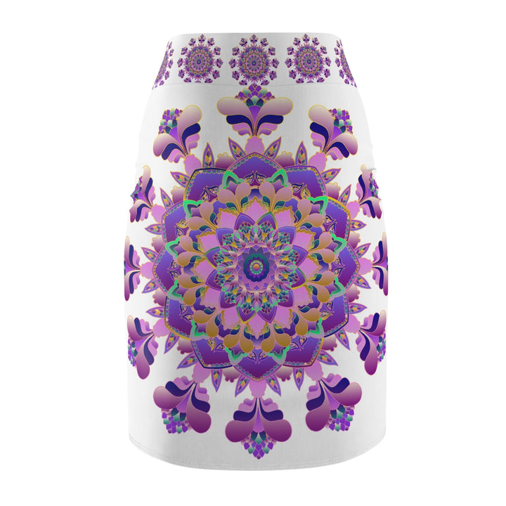 Mandala Pencil Skirt - Purple & Azure All Over Prints - Blululi