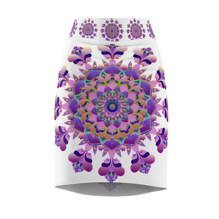 Mandala Pencil Skirt - Purple & Azure All Over Prints - Blululi