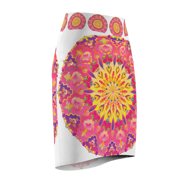 Mandala Pencil Skirt - Purple, Azure & Iridescent All Over Prints - Blululi