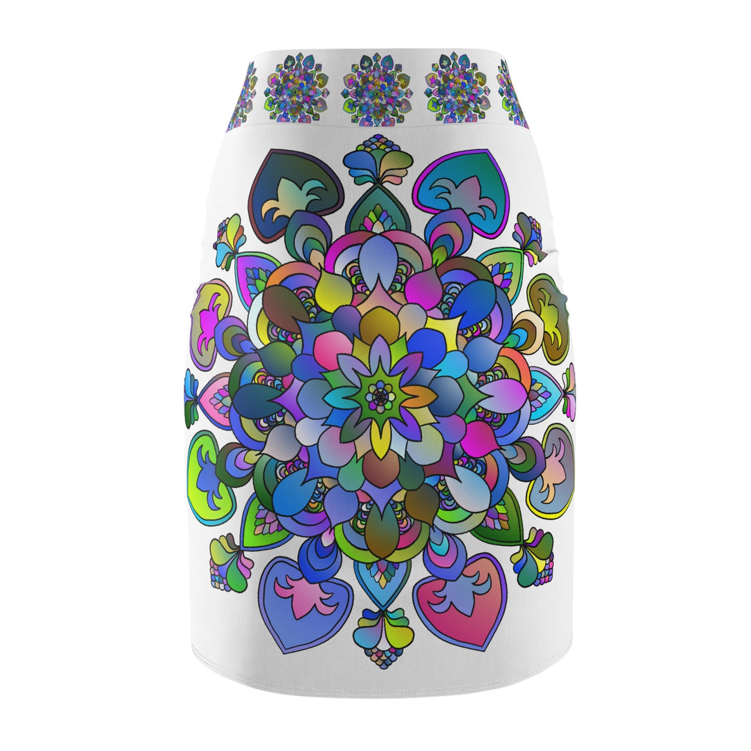 Mandala Pencil Skirt - Purple, Azure & Iridescent All Over Prints - Blululi