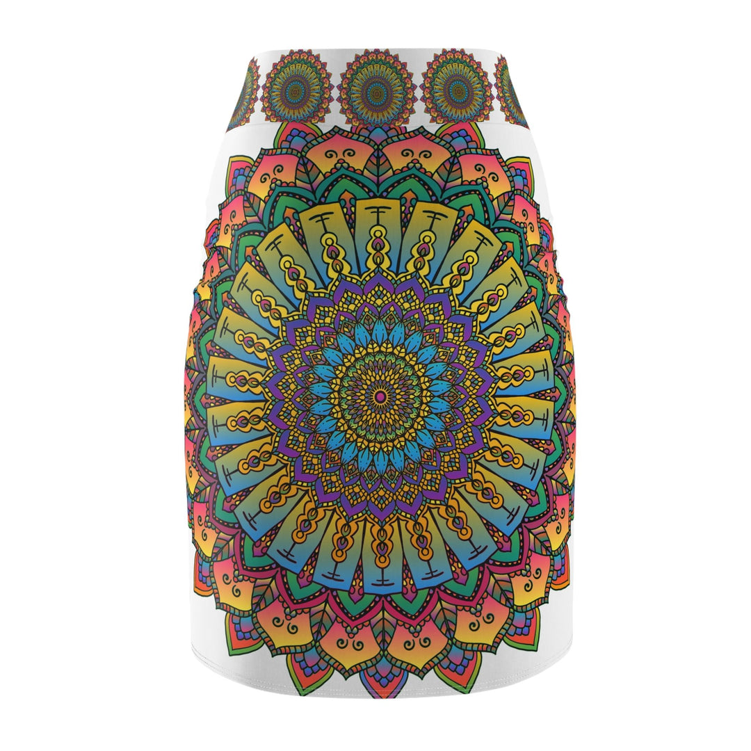 Mandala Pencil Skirt - Purple, Azure & Iridescent All Over Prints - Blululi