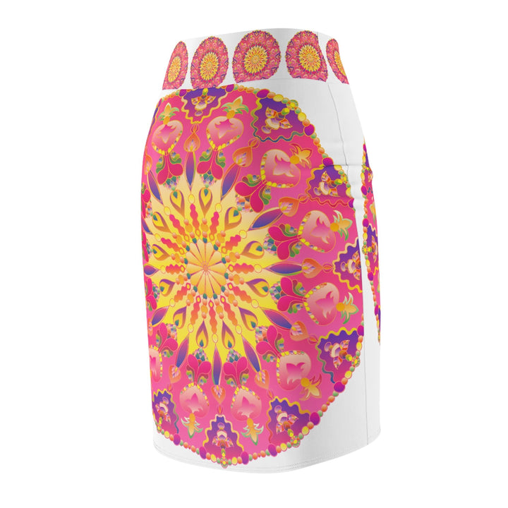 Mandala Pencil Skirt - Purple, Azure & Iridescent All Over Prints - Blululi