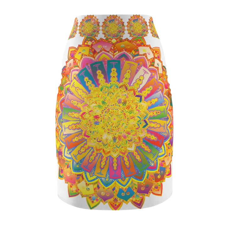 Mandala Pencil Skirt - Purple, Azure & Iridescent All Over Prints - Blululi