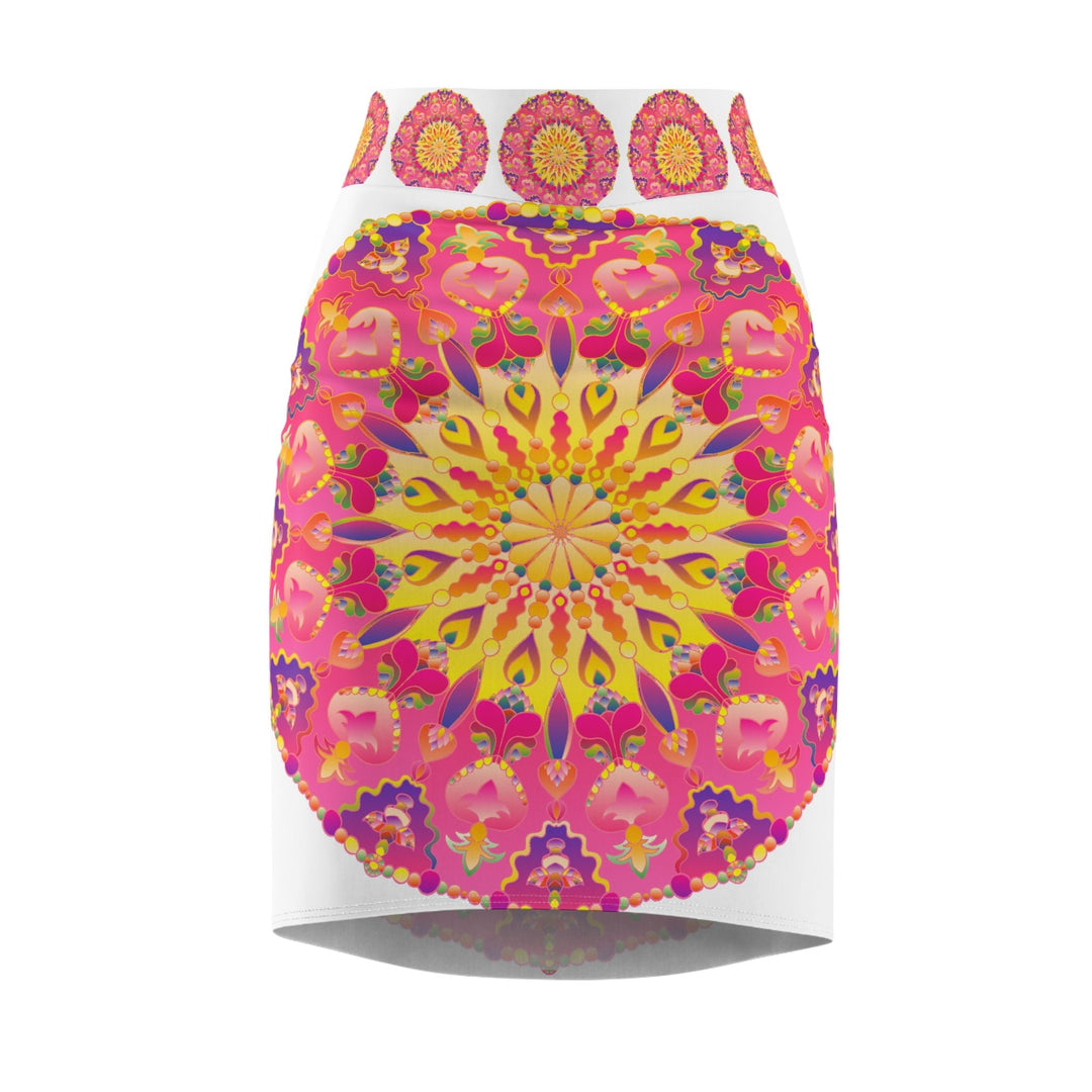 Mandala Pencil Skirt - Purple, Azure & Iridescent All Over Prints - Blululi