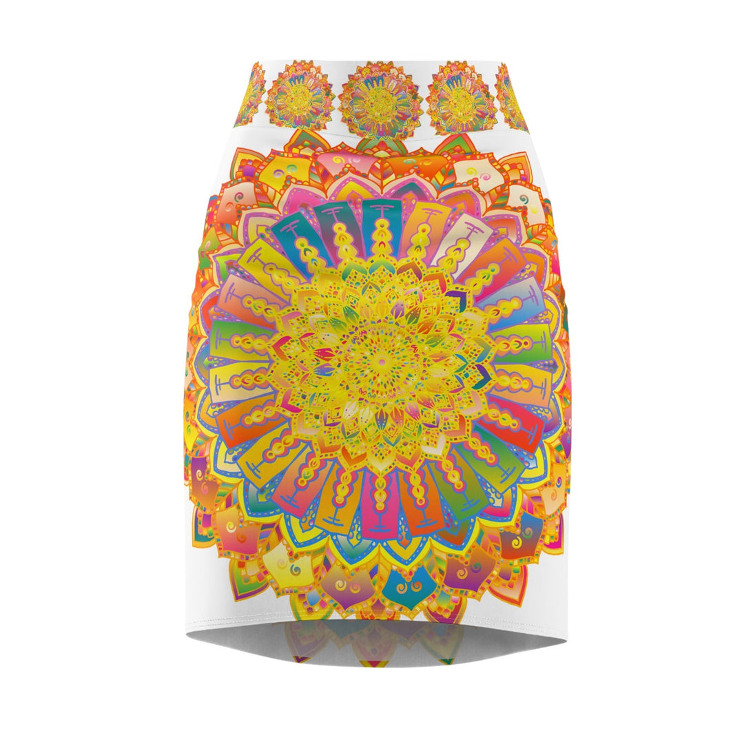 Mandala Pencil Skirt - Purple, Azure & Iridescent All Over Prints - Blululi