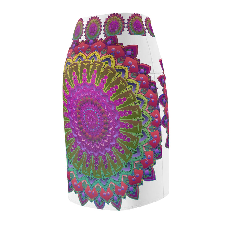 Mandala Pencil Skirt - Purple, Azure & Iridescent All Over Prints - Blululi